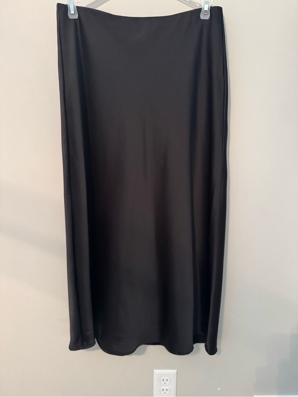 Classic Black Satin Maxi Skirt